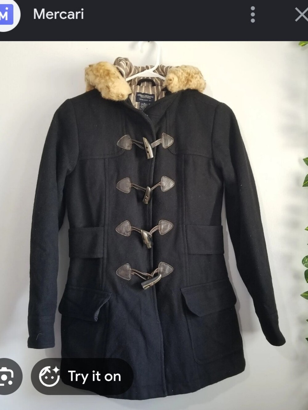 AMERICAN EAGLE Y2K Wool Blend Pea Coat - Size Medium